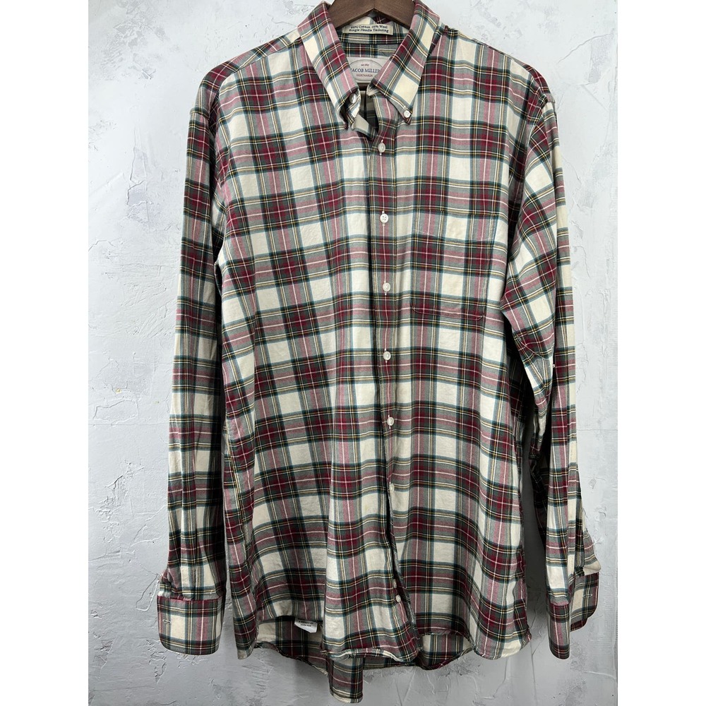 Jacob Miller Shirtmaker Plaid Shirt Button Down Cotton Wool Long Sleeves XL
